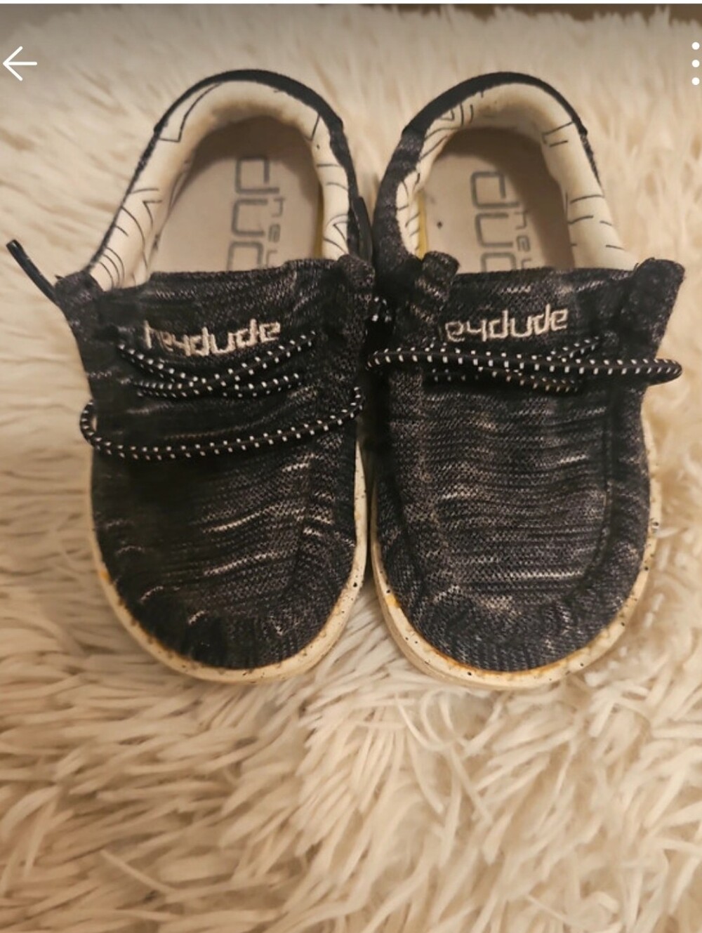 Hey Dude Kids Black/Dark Grey Canvas Slip-On Shoes